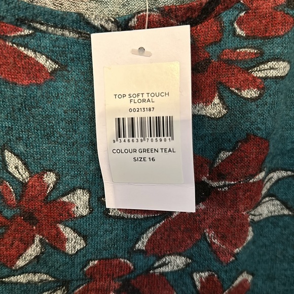 Evans Floral Soft Long Sleeve Top Size 16 NWT - Picture 4 of 9